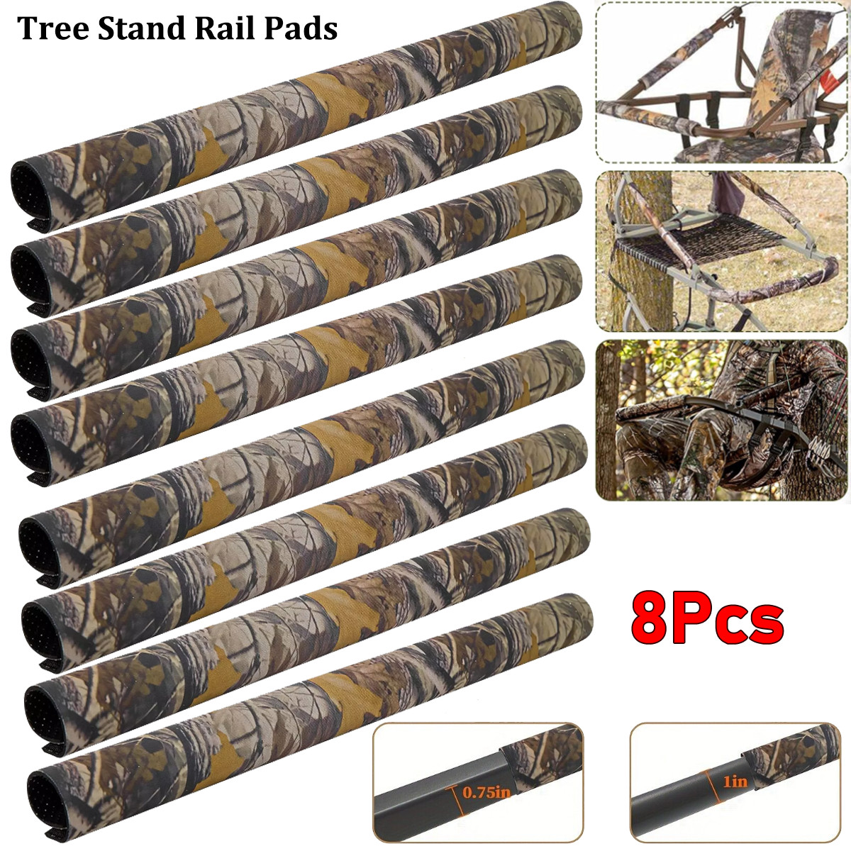 8Pcs Tree Stand Rail Pads 19.6"X5.3" Treestand Shooting Rail Pads Ladder Covers