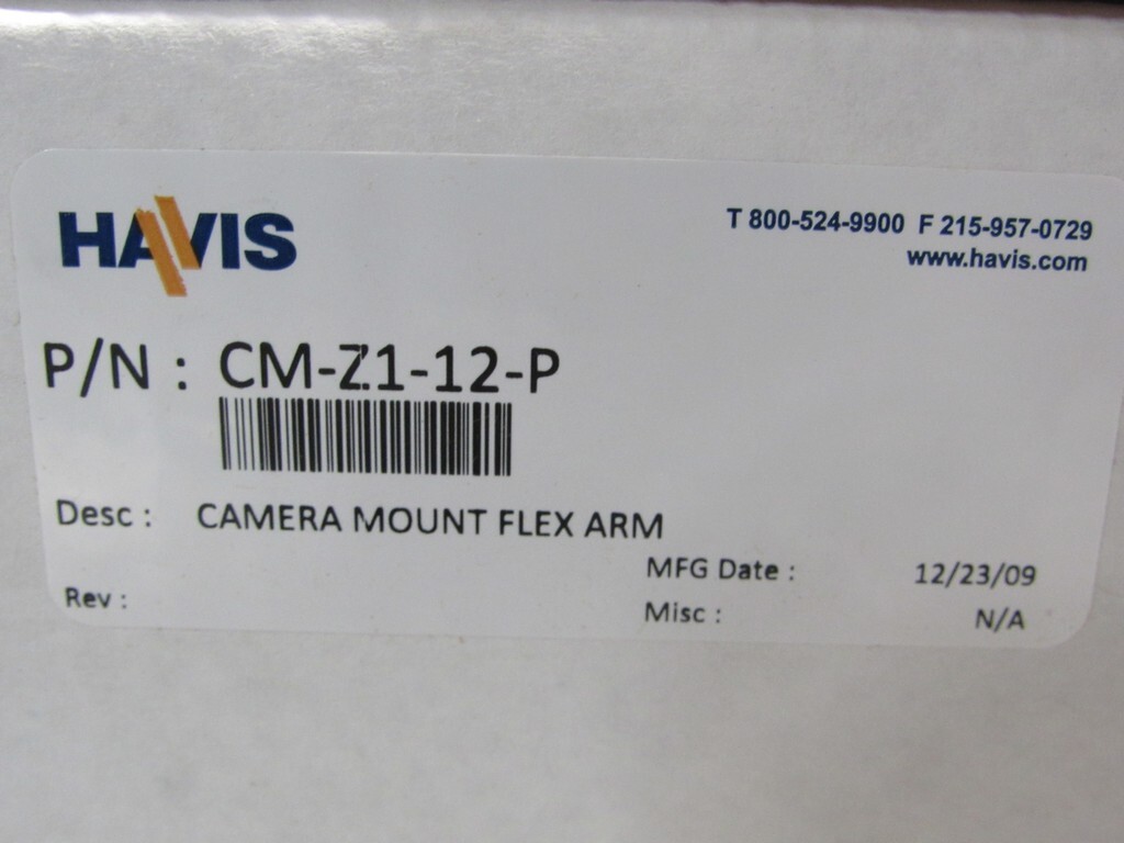 Havis Model CM-Z1-12-P Camera Mount Flex Arm *New/Open Box*