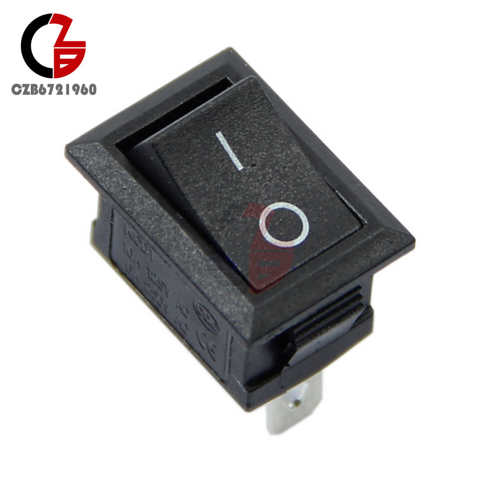 5PCS AC 6A/250V 10A/125V 3 Pin On-Off Terminal Snap-in Boat Rocker Switch Black