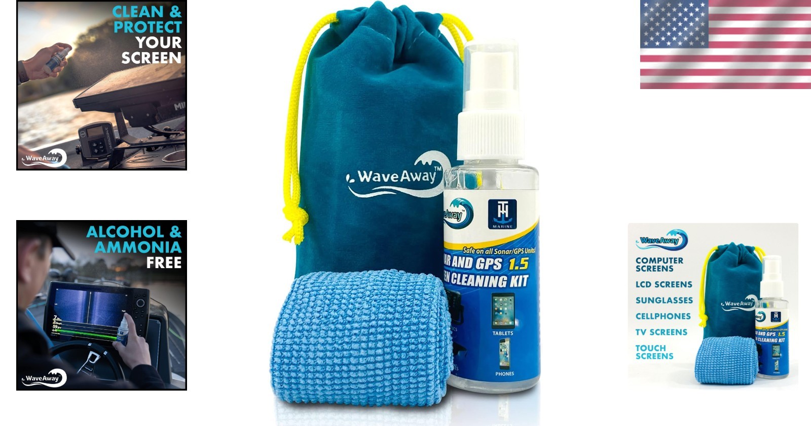 Versatile Wave Away Screen Cleaner - 1.5oz Ammonia-Free Solution for All Screens