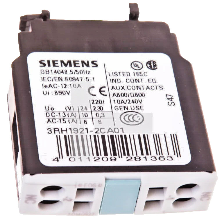 SIEMENS 3RH1921-2CA01, 3RH19212CA01 Auxiliary Contact 240Vac