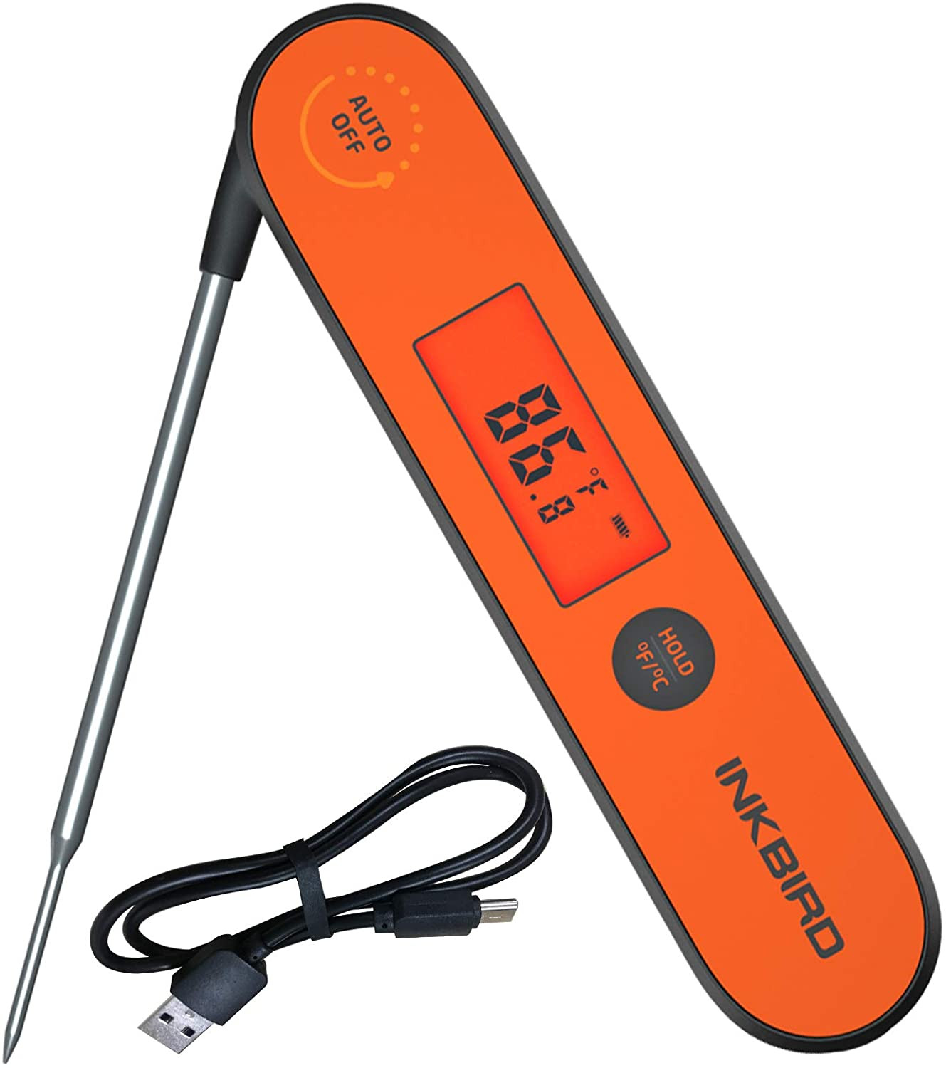 Instant Read Meat Thermometer - Digital Waterproof Rechargeable Food Thermometer