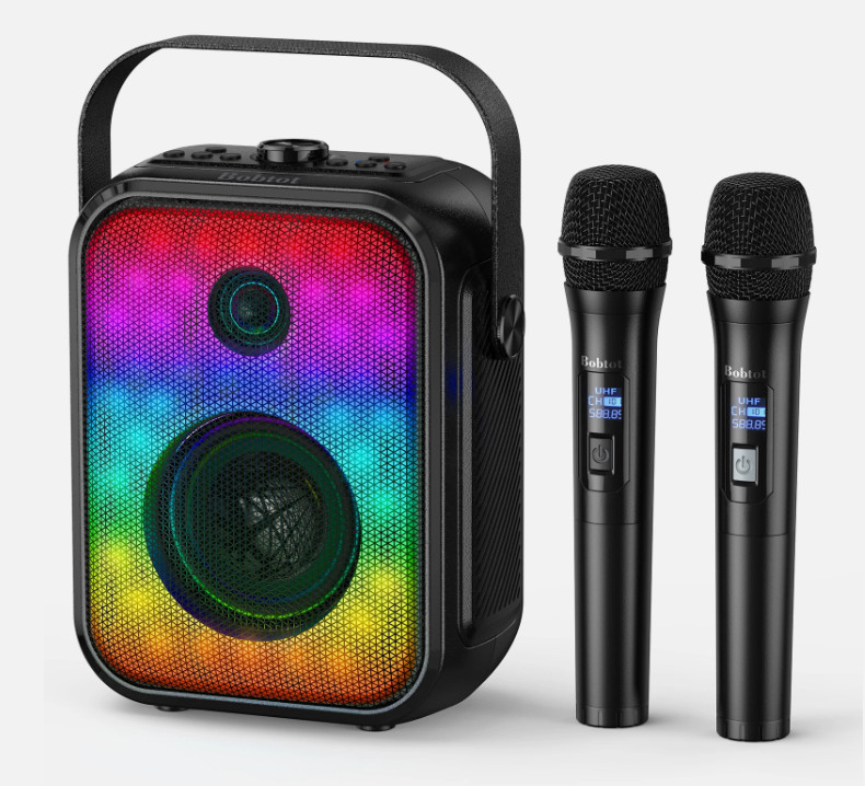 Karaoke Machine, Portable Bluetooth Speaker with 2 Wireless Karaoke Microphones