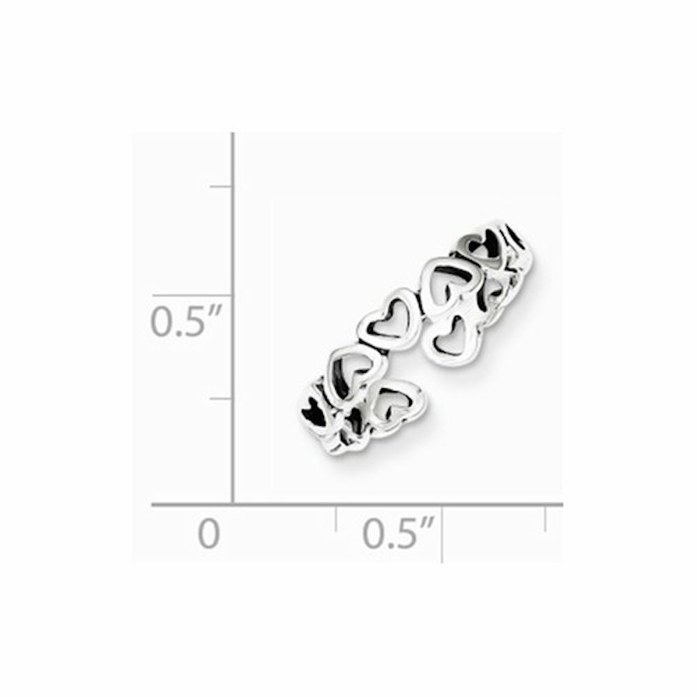 Womens Heart Toe Ring Solid 92 Sterling Silver