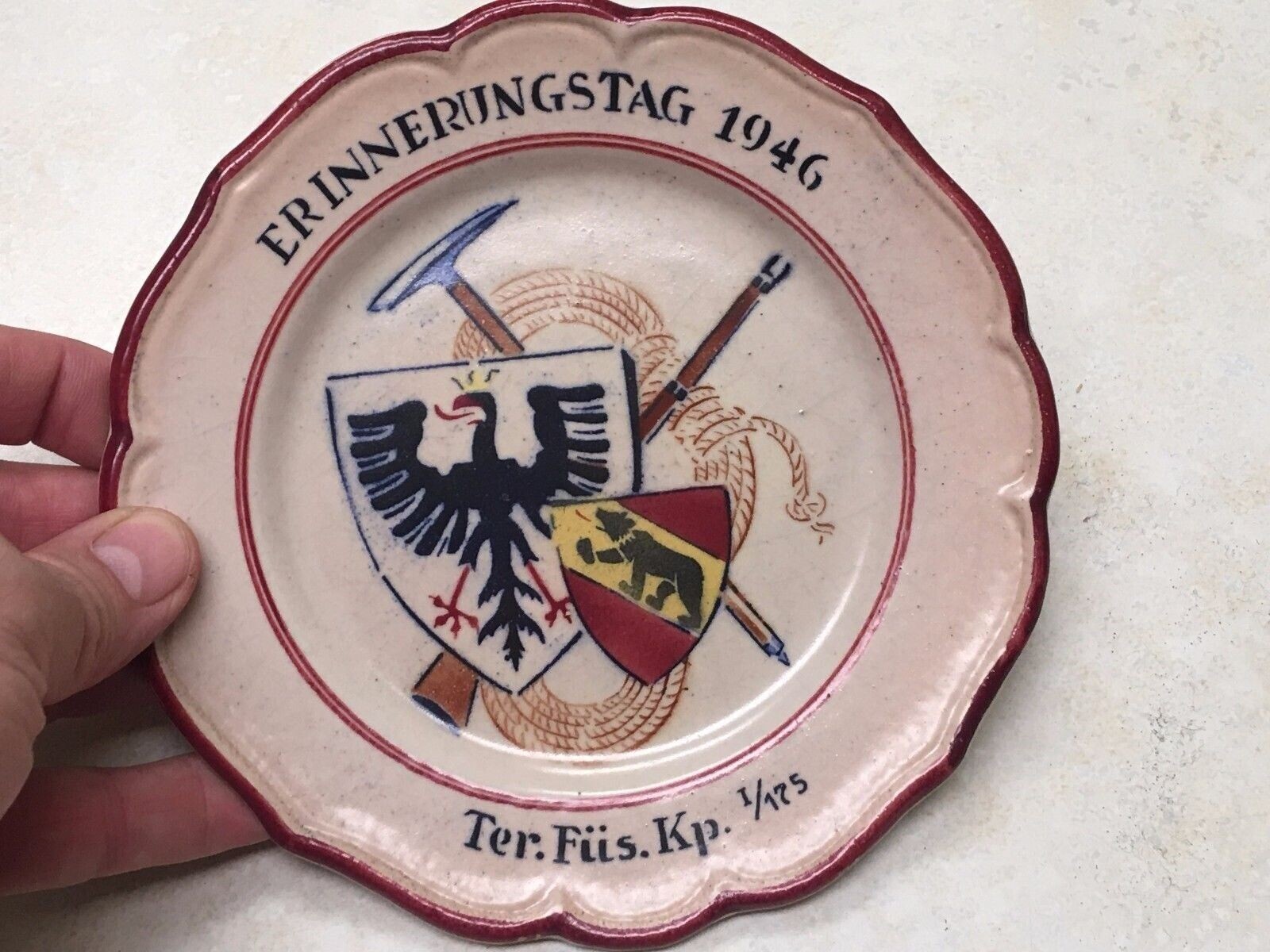 1946 German Military China Plate - 6 1/4"