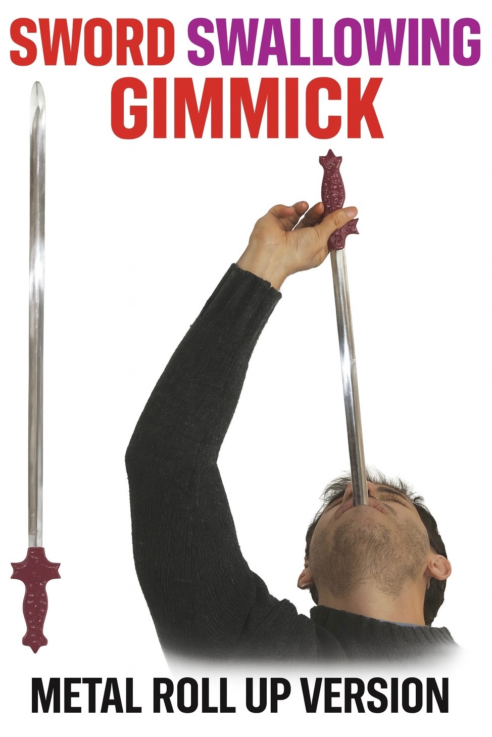 AMAZING SWORD SWALLOWING Magic Trick Geek Side Show Joke Dagger Comedy Swallow