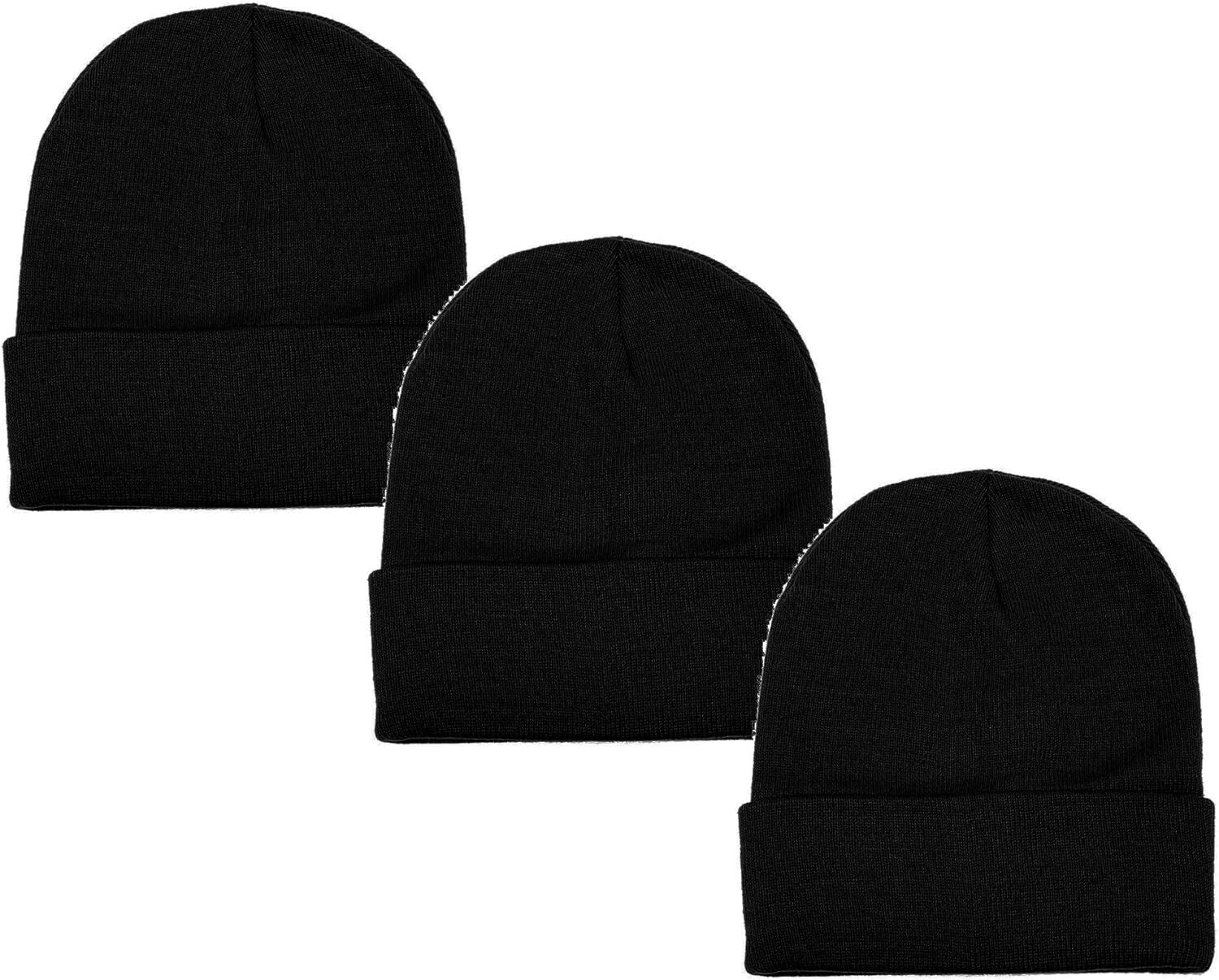 Gelante Unisex Beanie Cap Knitted Warm Solid Color One Size, Black