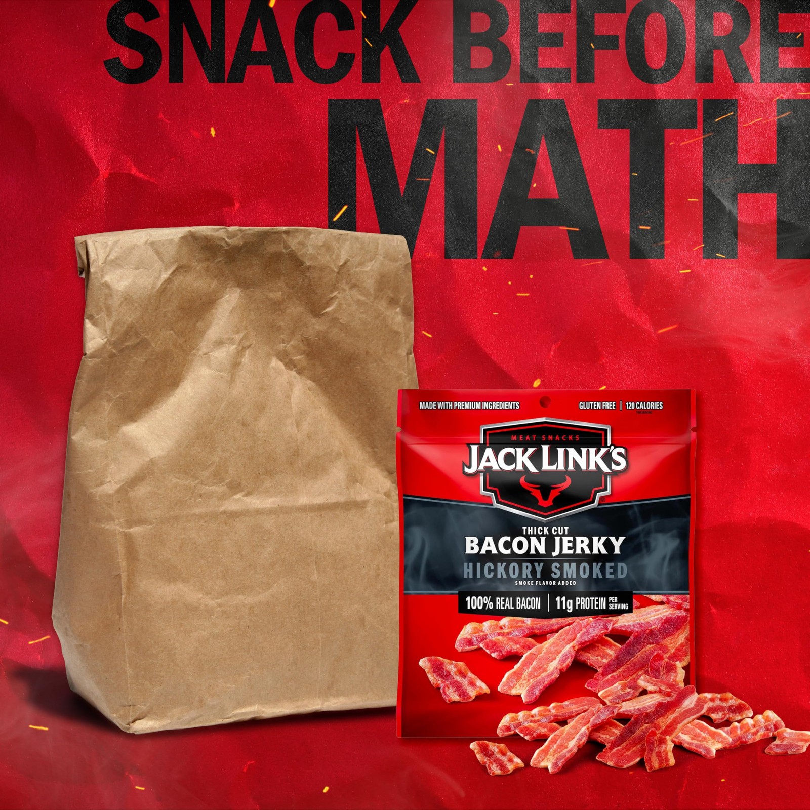 Jack Link's Bacon Jerky, Hickory Smoked - Flavorful 2.5 Ounce (Pack of 1)