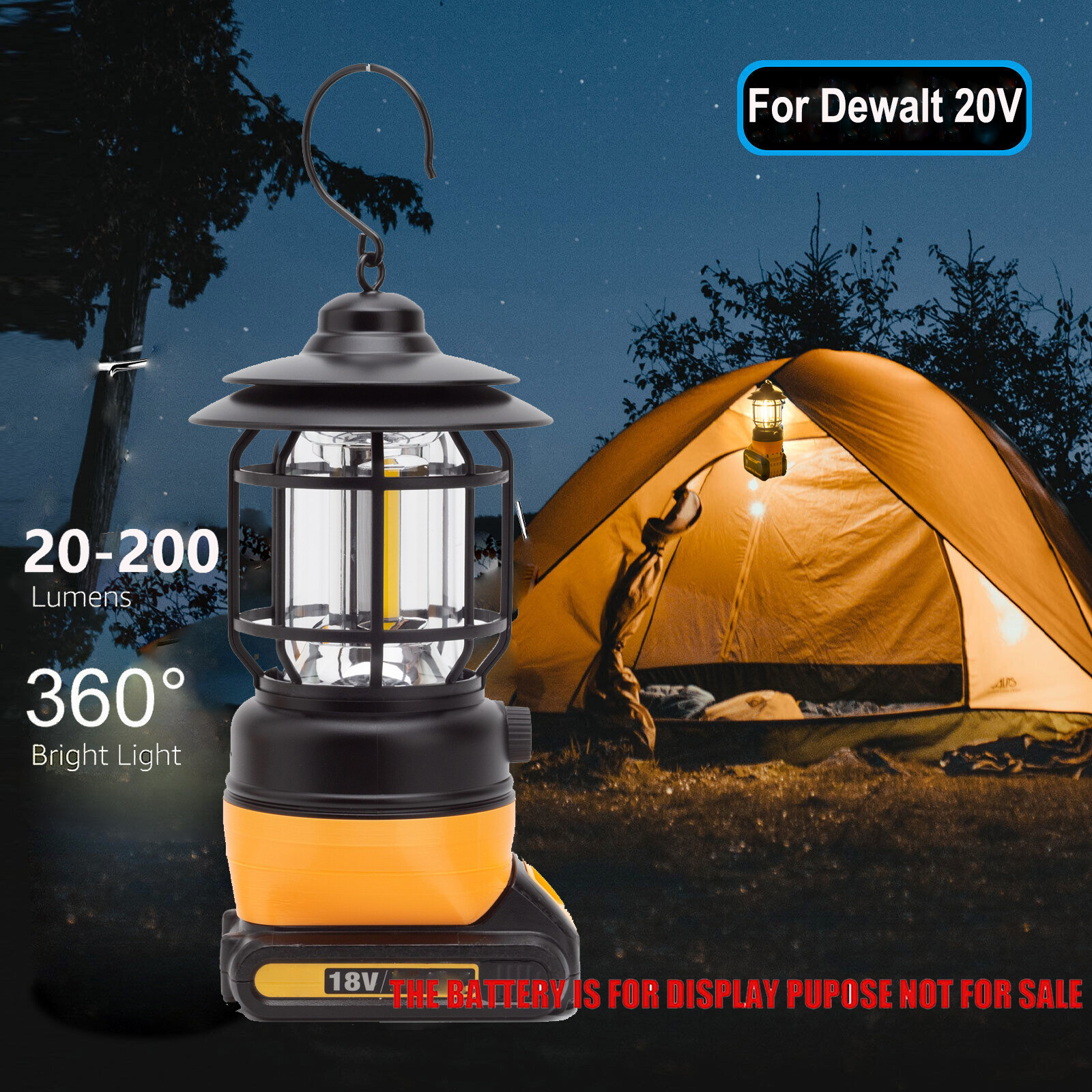 Outdoor LED Lantern For Dewalt 20V 60V Li-ion Battery Hanging Lights For Camping