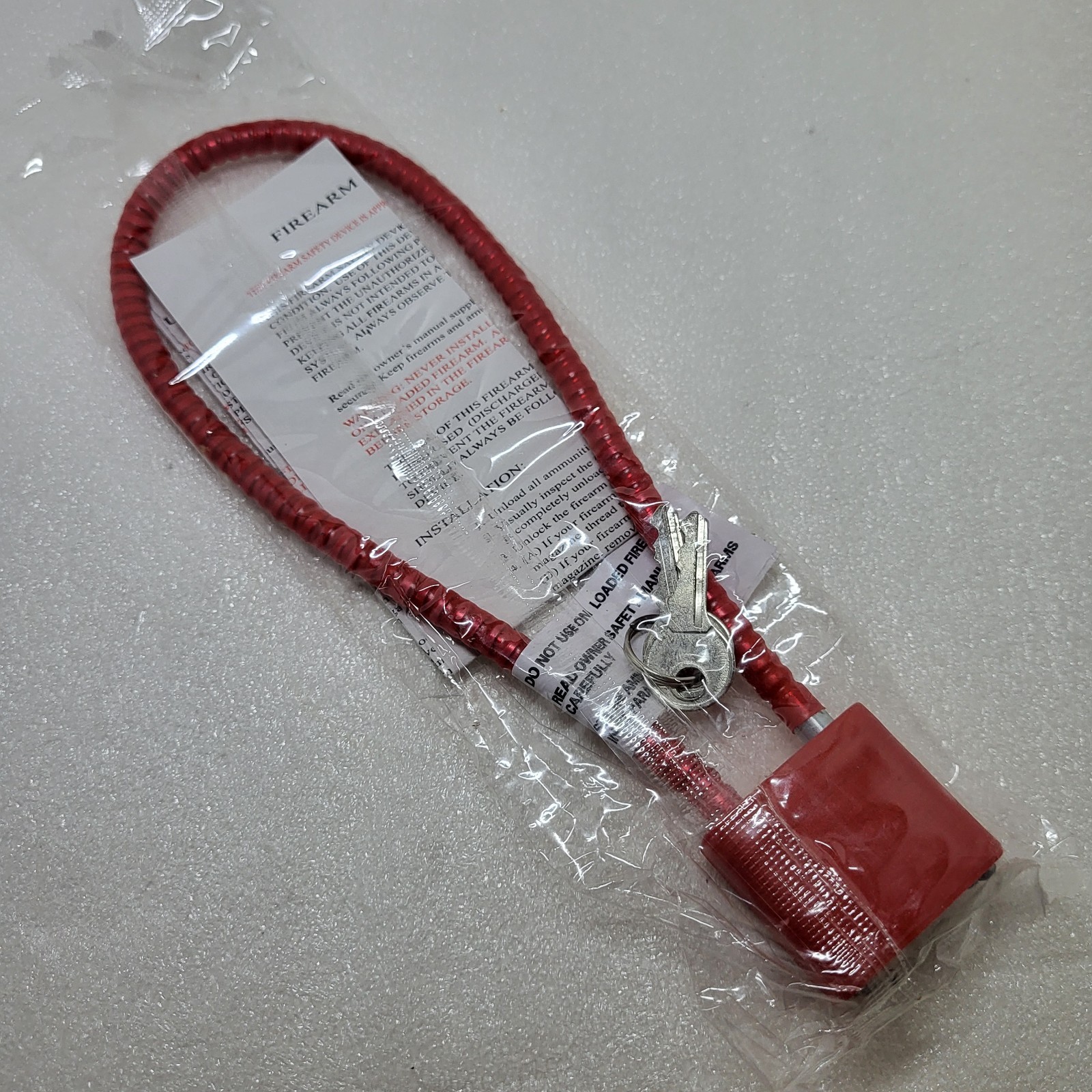15” Cable LOCK Red Security Keyed 2 Keys 30mm NEW NIP