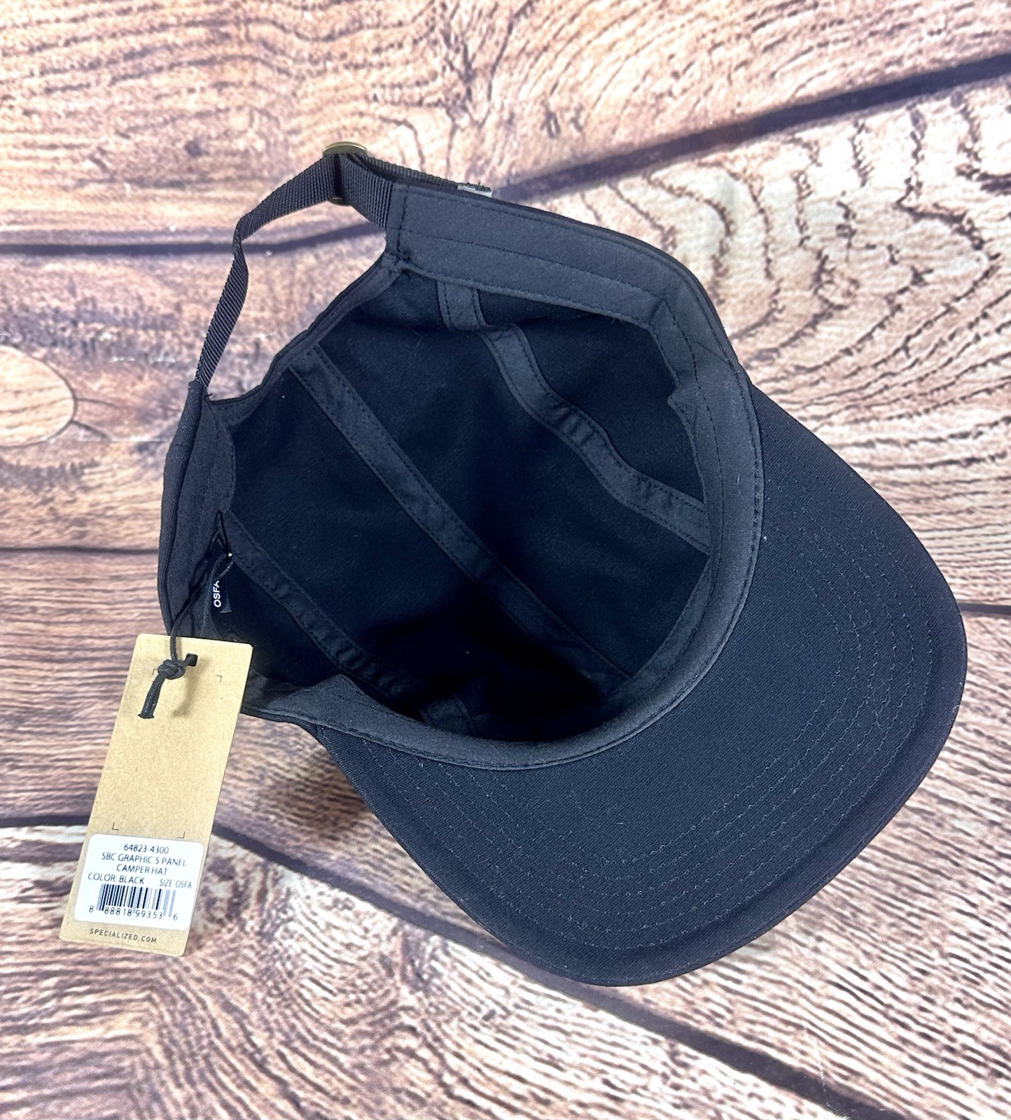Specialized SBC Graphic 5 Panel Black Camper Hat New