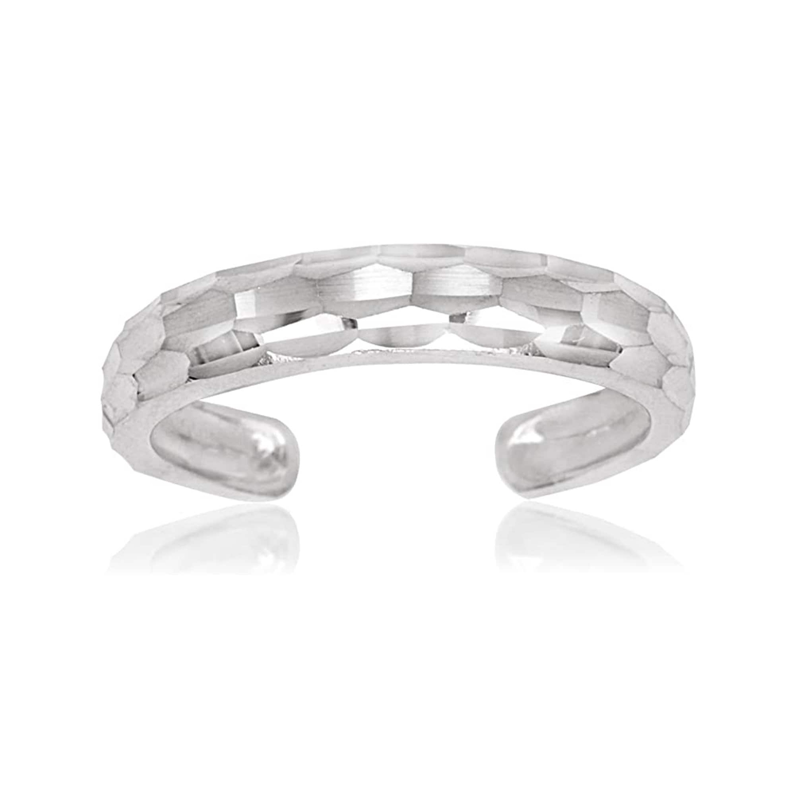 Solid 10K Yellow or White Gold Adjustable Diamond-Cut Band Toe Ring, sparkly