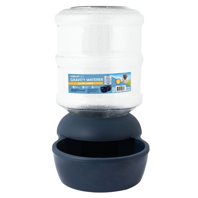 Extra Large Gravity Pet Waterer 4 Gal Automatic Dog Cat Hydration Dispenser New
