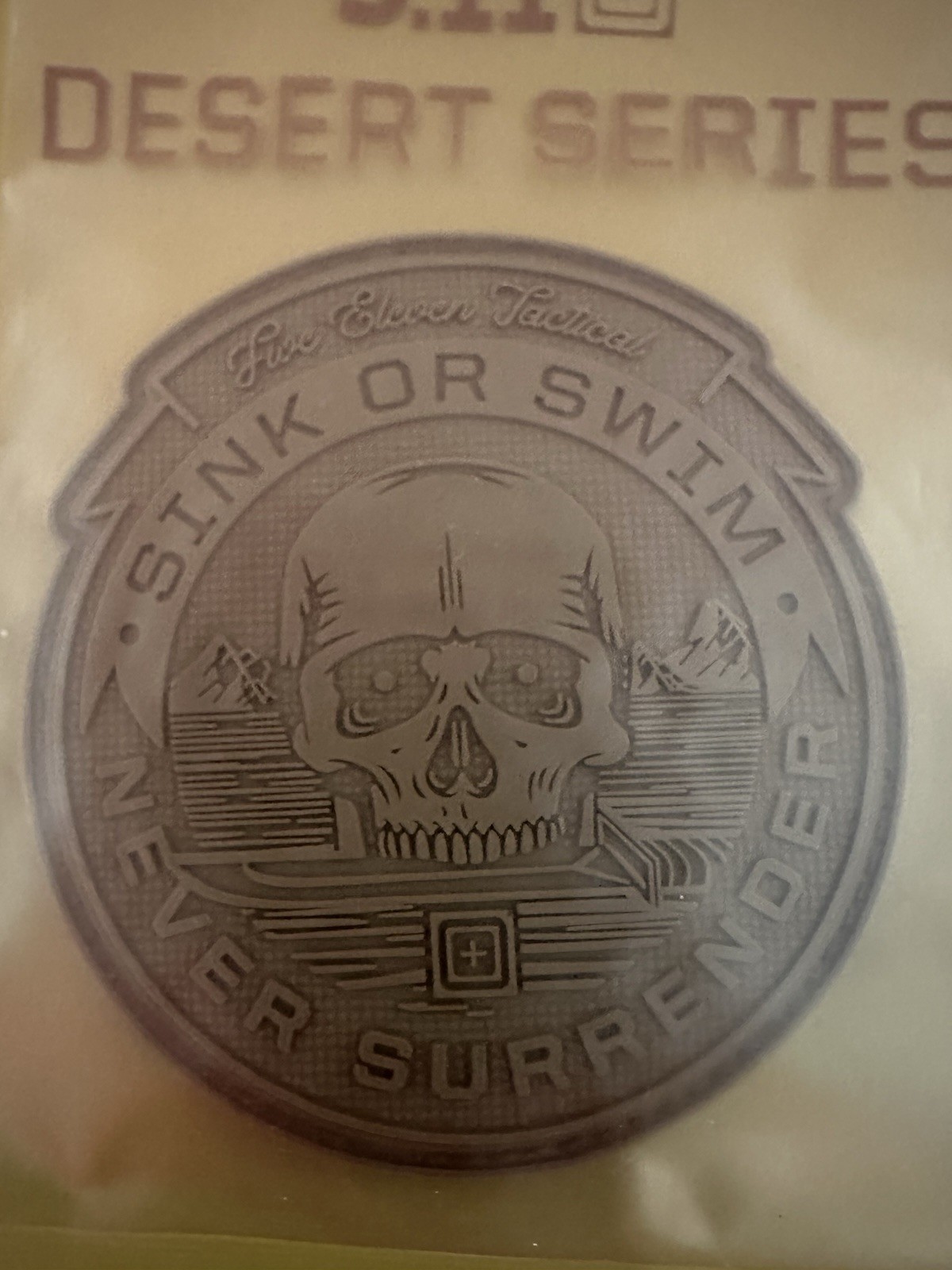 5.11 Tactical Desert Series Sink or Swim Never Surrender Patch Kangaroo NIP