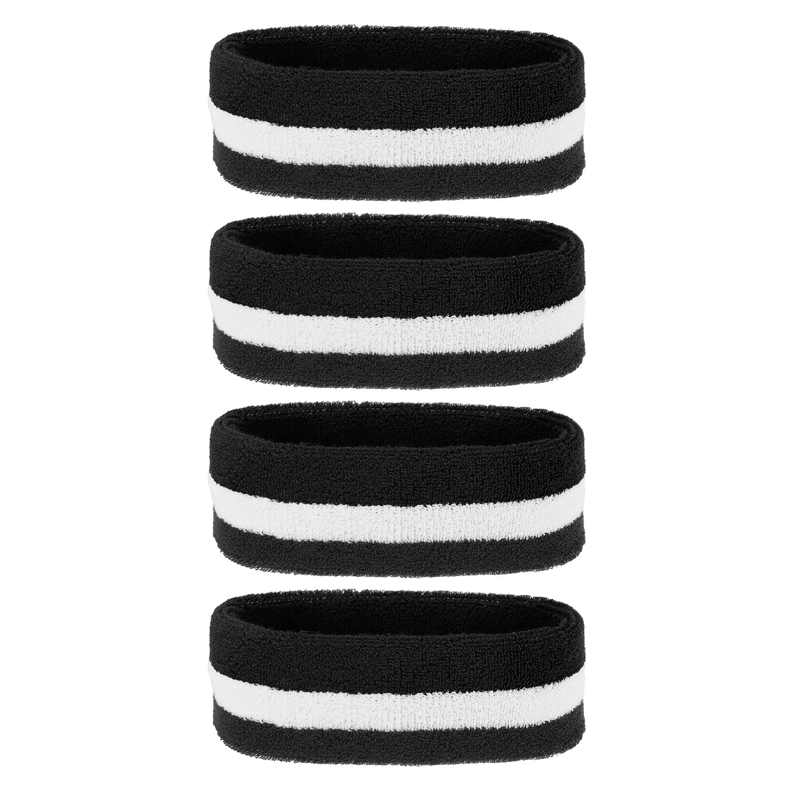 4 Pcs Sweatband Headbands Terry Cloth for Women Men Sports Black White