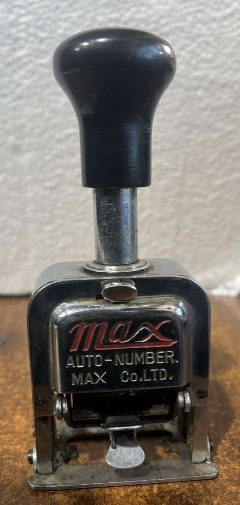 Vtg MAX Auto Number Automatic Numbering Machine Hand Stamp 6 Digit