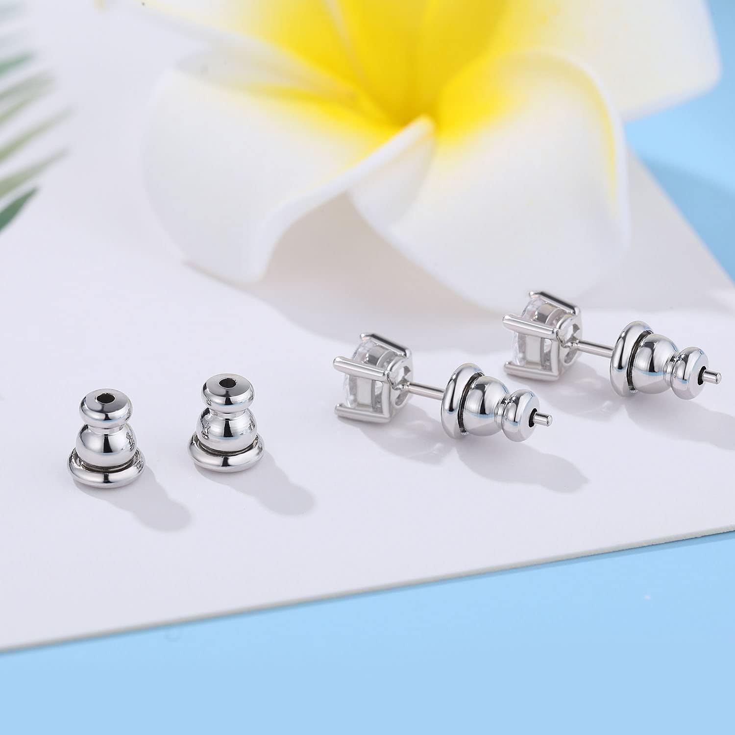 Locking Earring Backs for Studs, Hypoallergenic Silver Bullet 2 Pairs