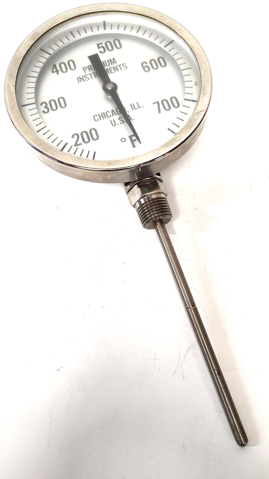 Vintage Premium Instruments Chicago 750° F Probe Thermometer Large 5" Diam Face
