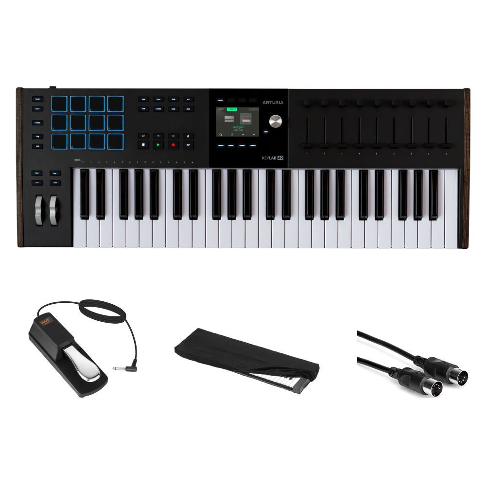 Arturia Key 49 mk3 BLK w/ Auray Piano Pedal, Kaces Dust Cover, Hosa Cable Bundle