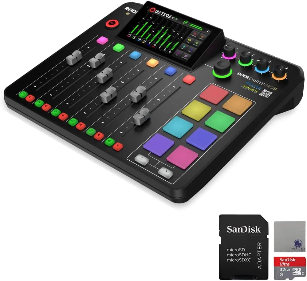 RODECaster Pro II Audio Production Console with 32GB SanDisk microSD Card