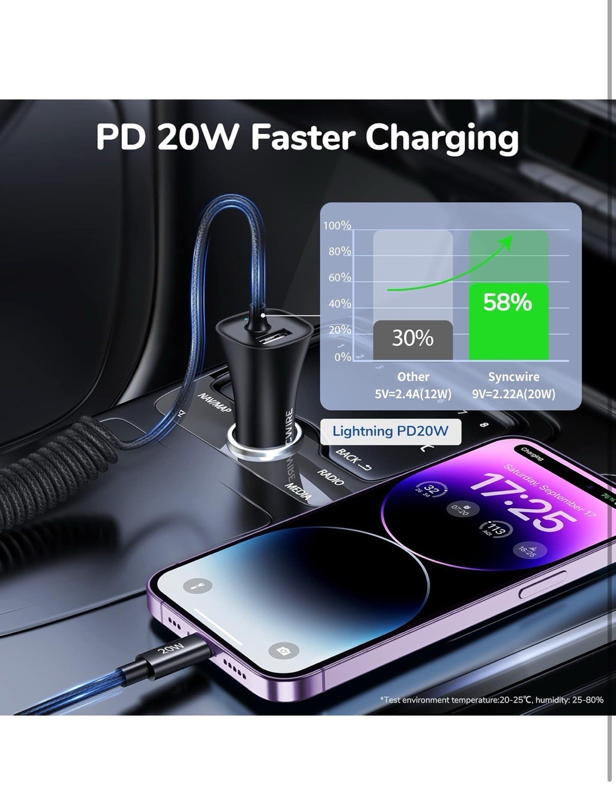 Apple MFi Certified] Syncwire iPhone Car Charger 32W Super Fast Car Phone