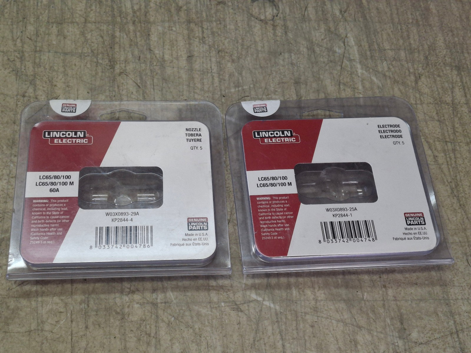Lincoln Electric Tomahawk 1000 Plasma 60A Electrodes 2 Each KP2844-1 & KP2844-4