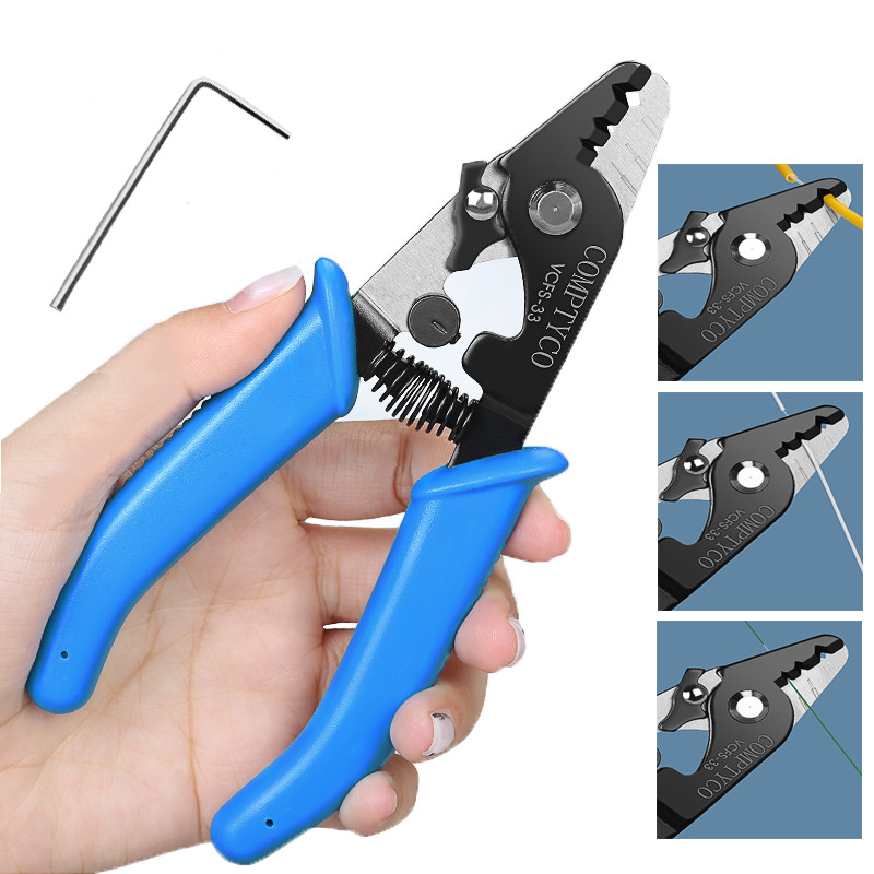 1Pcs VCFS-33 125µm~3mm Three port Fiber Optical Stripper FTTH Optical Fiber Tool