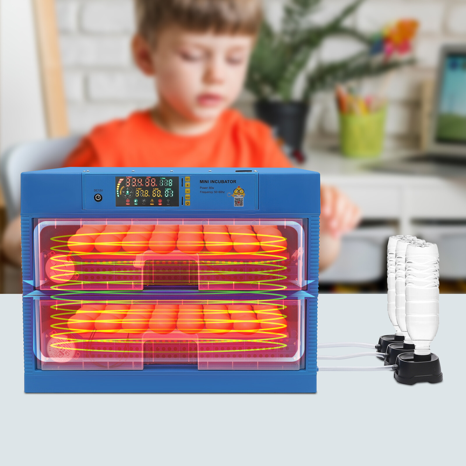 128 Egg Automatic Incubator Hatcher Machine LED Display Blue