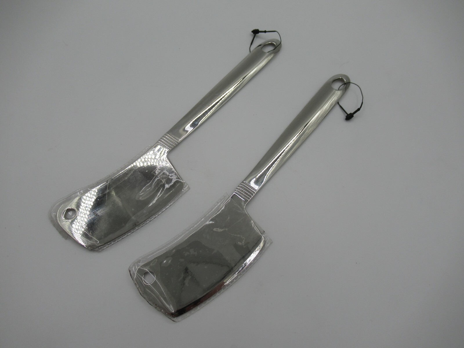 2 New long handled stainless Oneida 18-2 cheese cleaver cutlery knives "LOOK"
