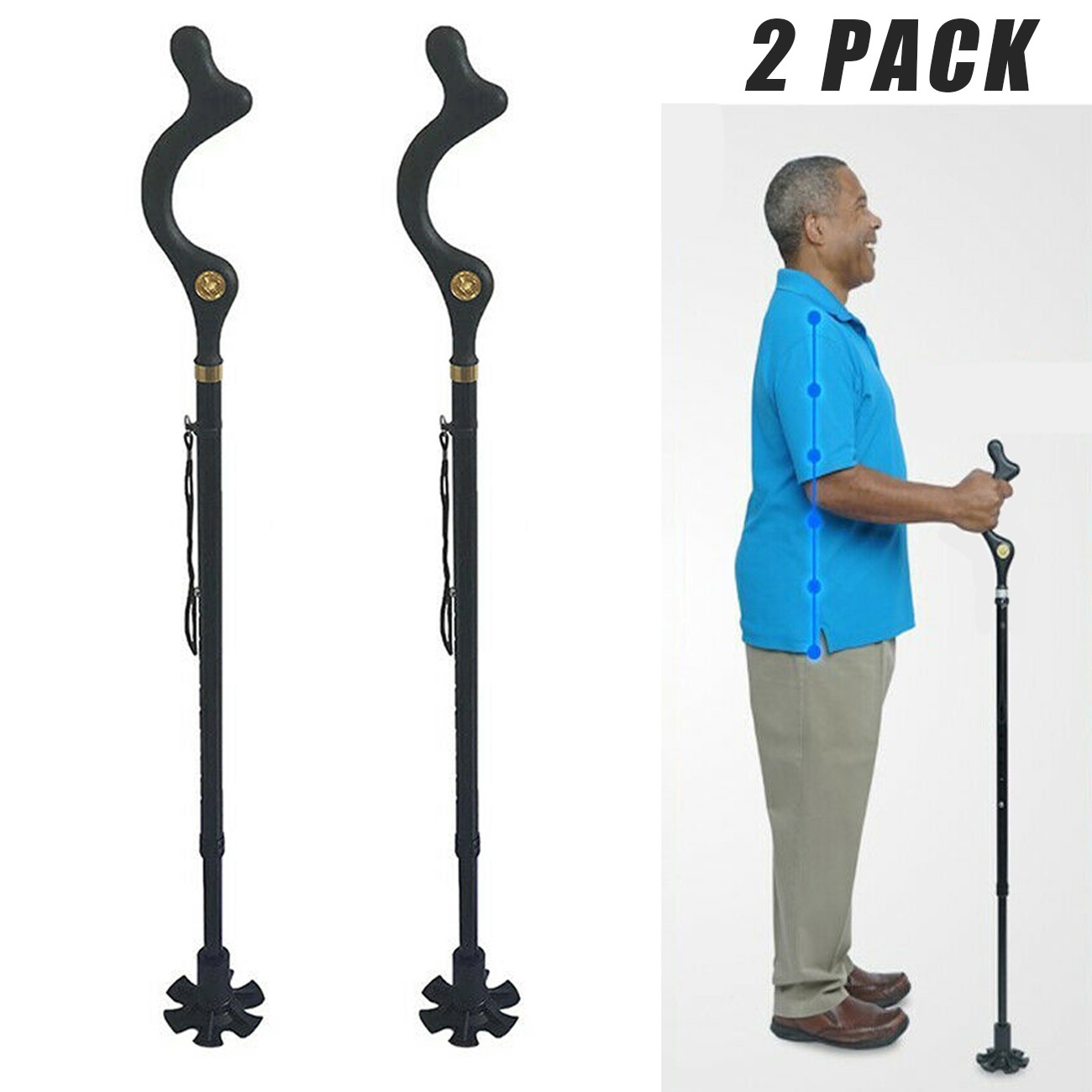 Good Posture Walking Cane Stick Adjustable Lightweight Folding Mobility Aid Cane