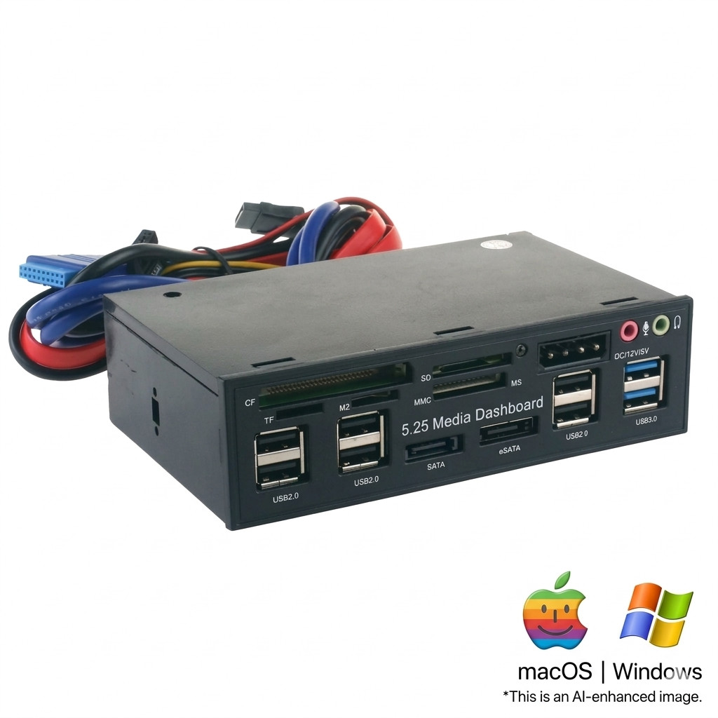 Front Panel 5.25" Dashboard Media Audio eSATA SATA Card Reader USB 3.0 2.0 (b7)