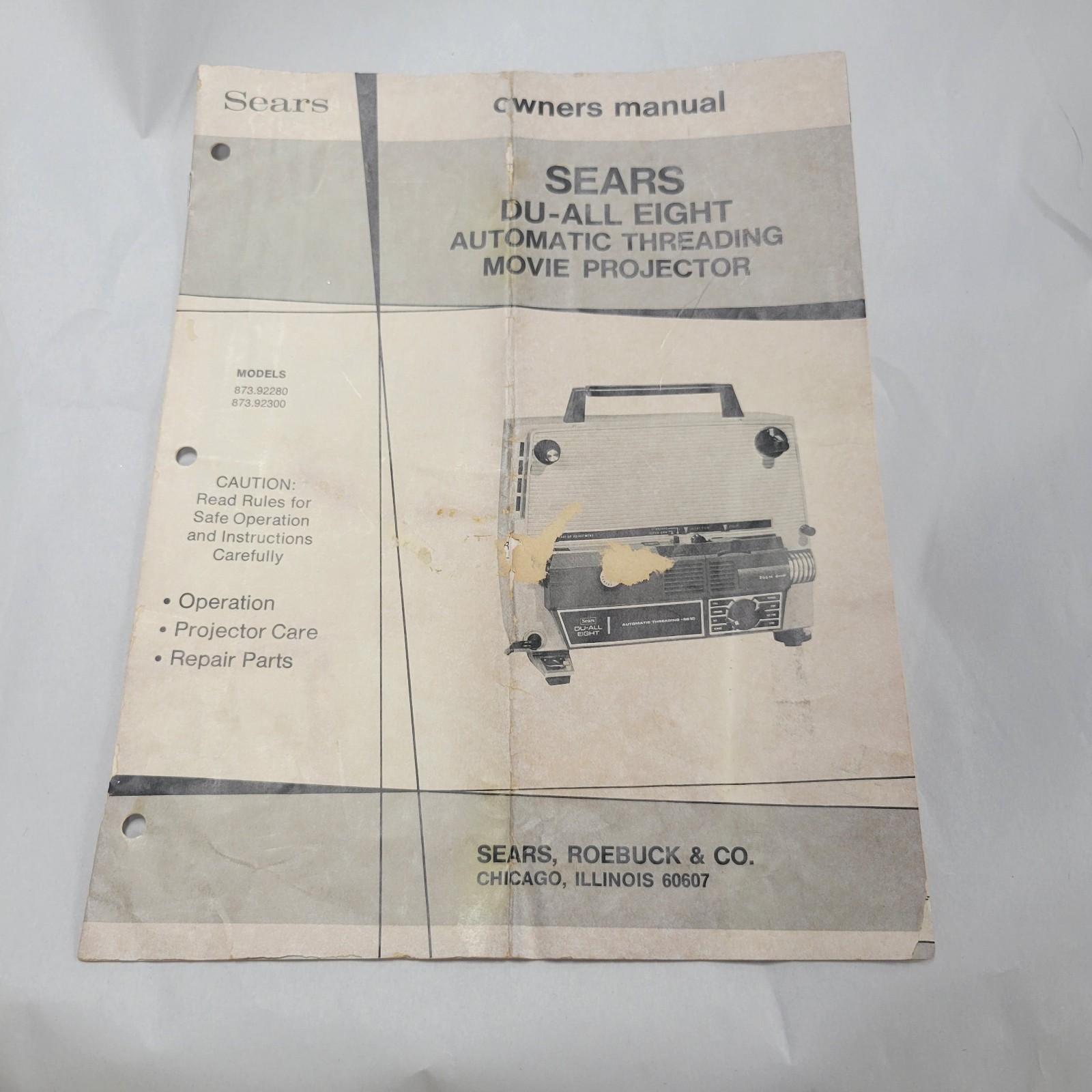 MANUAL ONLY  Sears Du- All Eight Auto Thread Zoom 837.92300 Projector