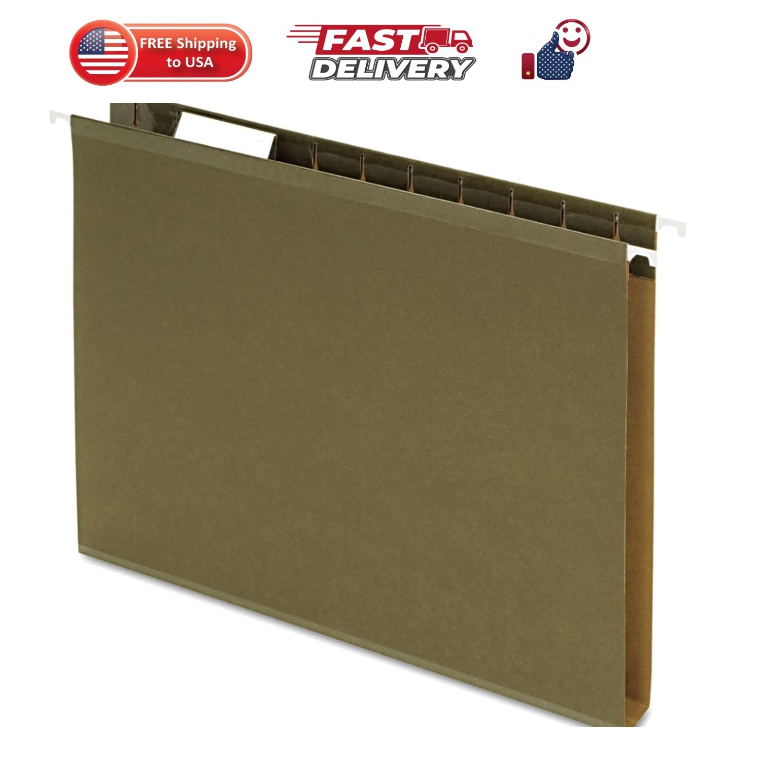 04152X1 Reinforced 1" Extra Capacity Hanging Folders, Standard Green
