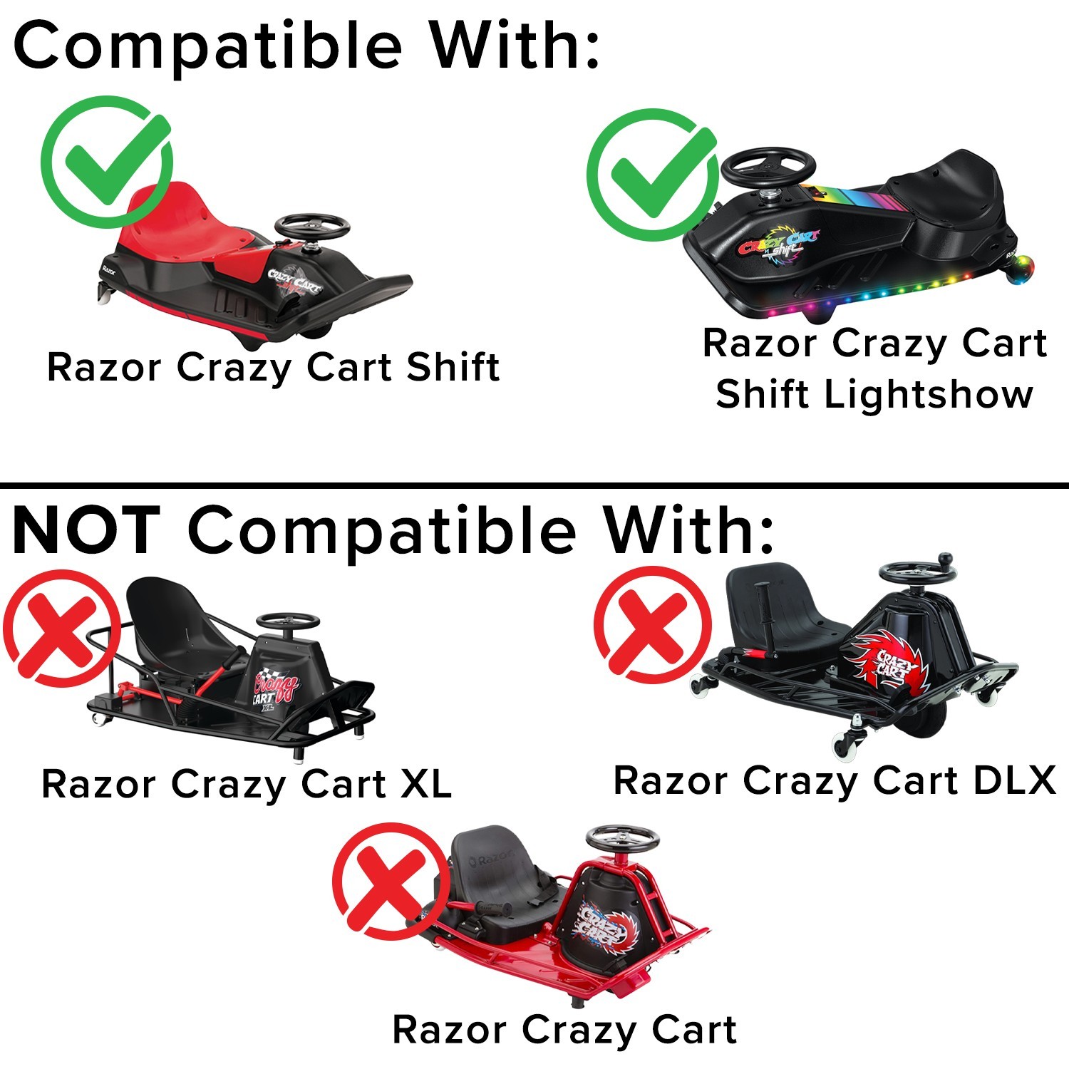 Premium 24 Volt Battery Pack for The Razor Crazy Cart Shift and Shift Lightshow
