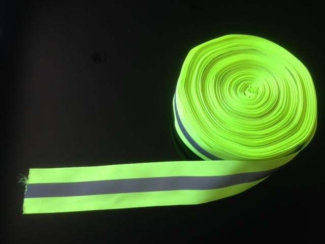 Safety Silver Reflective Sew On Fabric Tape Strip LIME GREEN Vest 2" US SHIPPER
