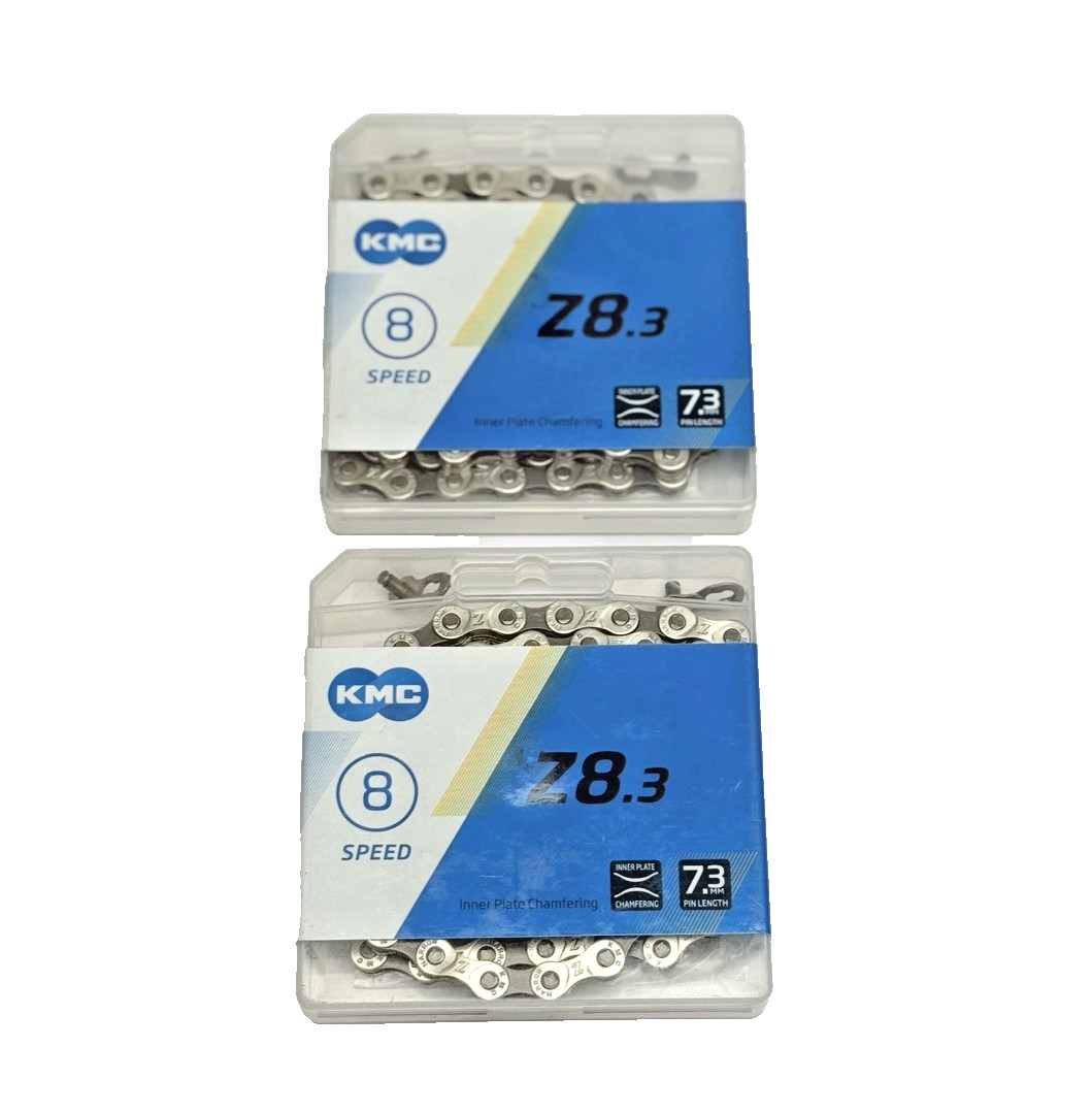Lot Of 2, Z8.3 KMC, 8 Speed Bicycle Chain 116L 1/2" x 3/32"