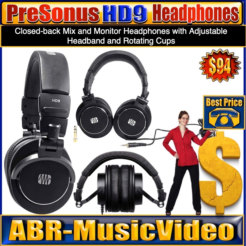 PreSonus HD9 Closed-back Headphones w/ Rotating Ear Cups/ 1 Year  Manufacture Wa