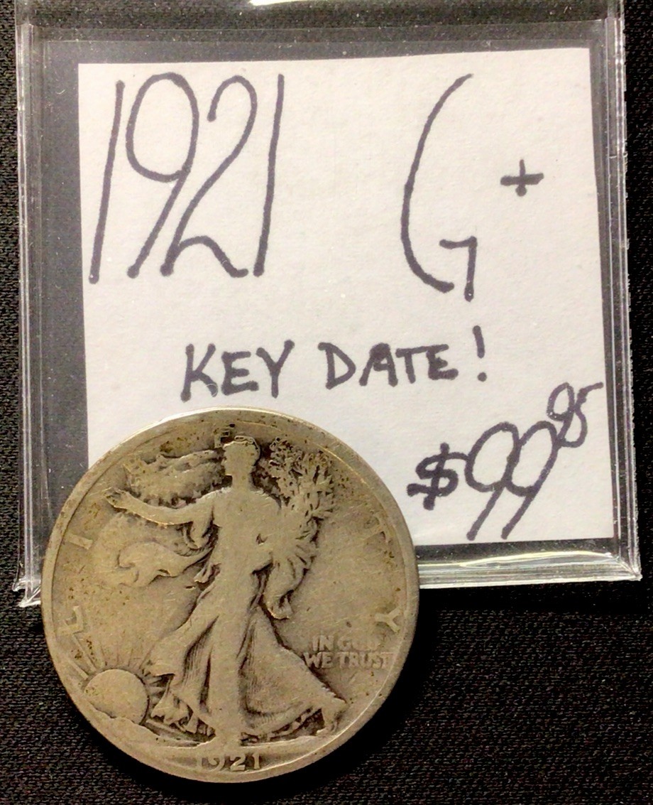 1921 Walking Liberty Silver Half Dollar G+! Key Date! ENN Coins