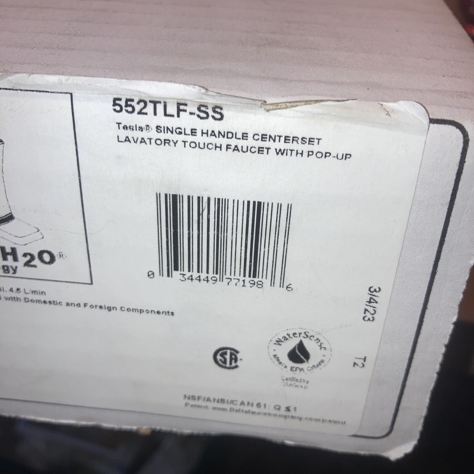 Delta 552TLF-SS Tesla Touchless Touch Bathroom Faucet STAINLESS 1 - 3 hole $981