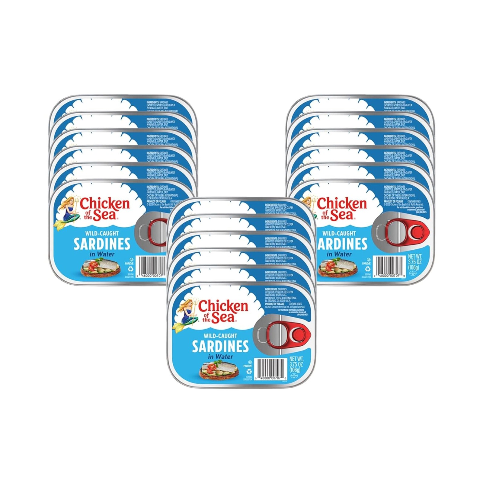 Chicken of the Sea Wild Caught Sardines in Water, 3.75 oz Cans, 18-Count – Hi...
