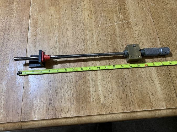 Four-lead (4-start) acme thread lead screw removed from Ram Optical Instrument.