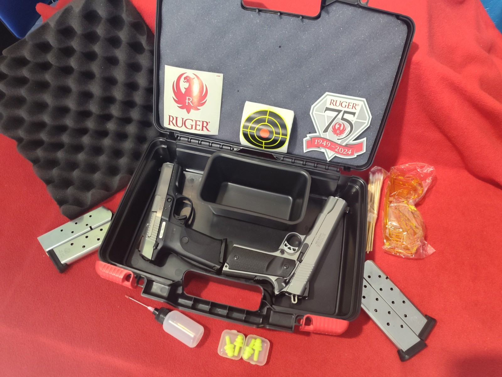 Pistol Gun Range Kit Ruger 1911 Hard Case Shooting Glasses Ear Plugs Targets