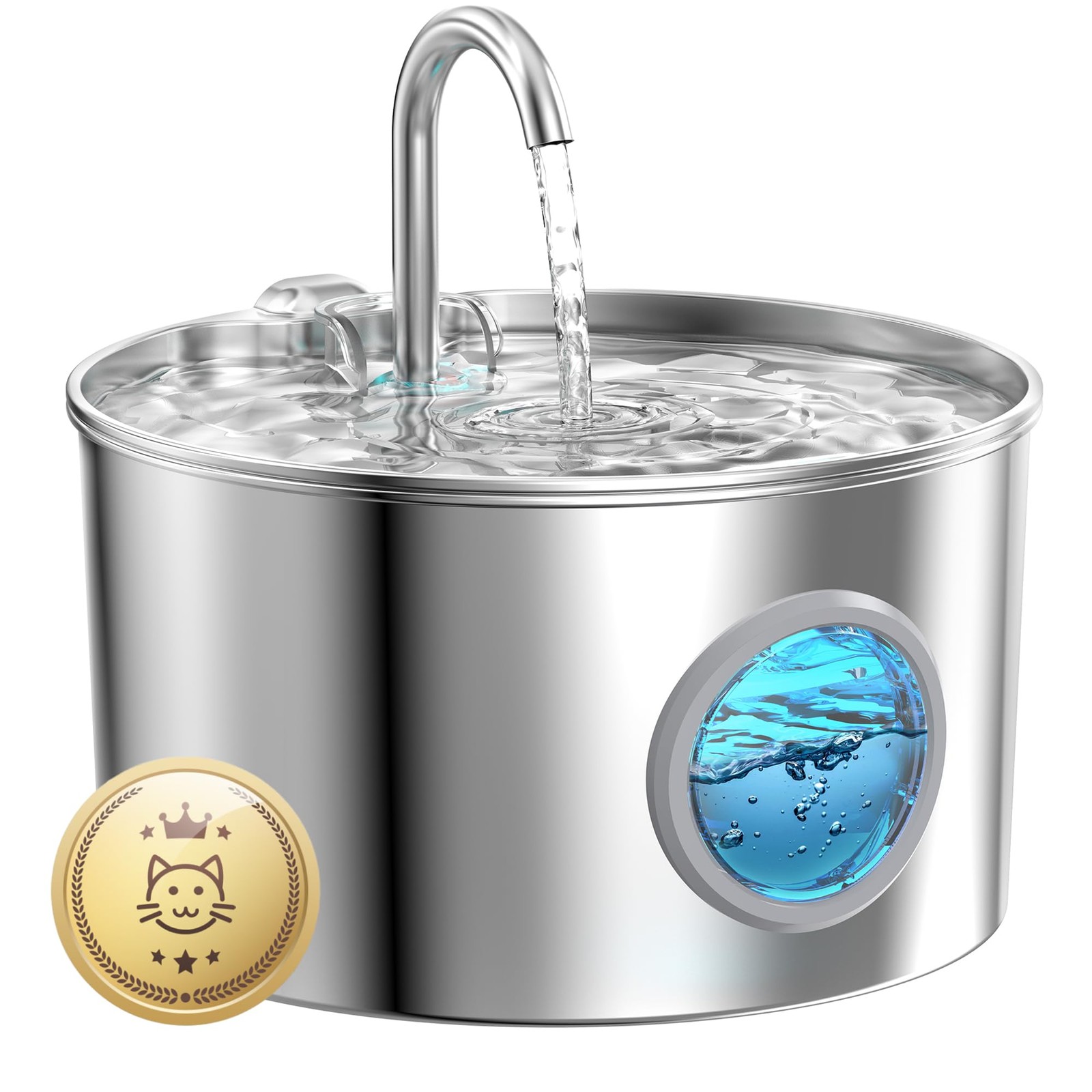 Cat Water Fountain Stainless Steel: 74oz/2.2L Cat Fountain for Drinking - Pet...