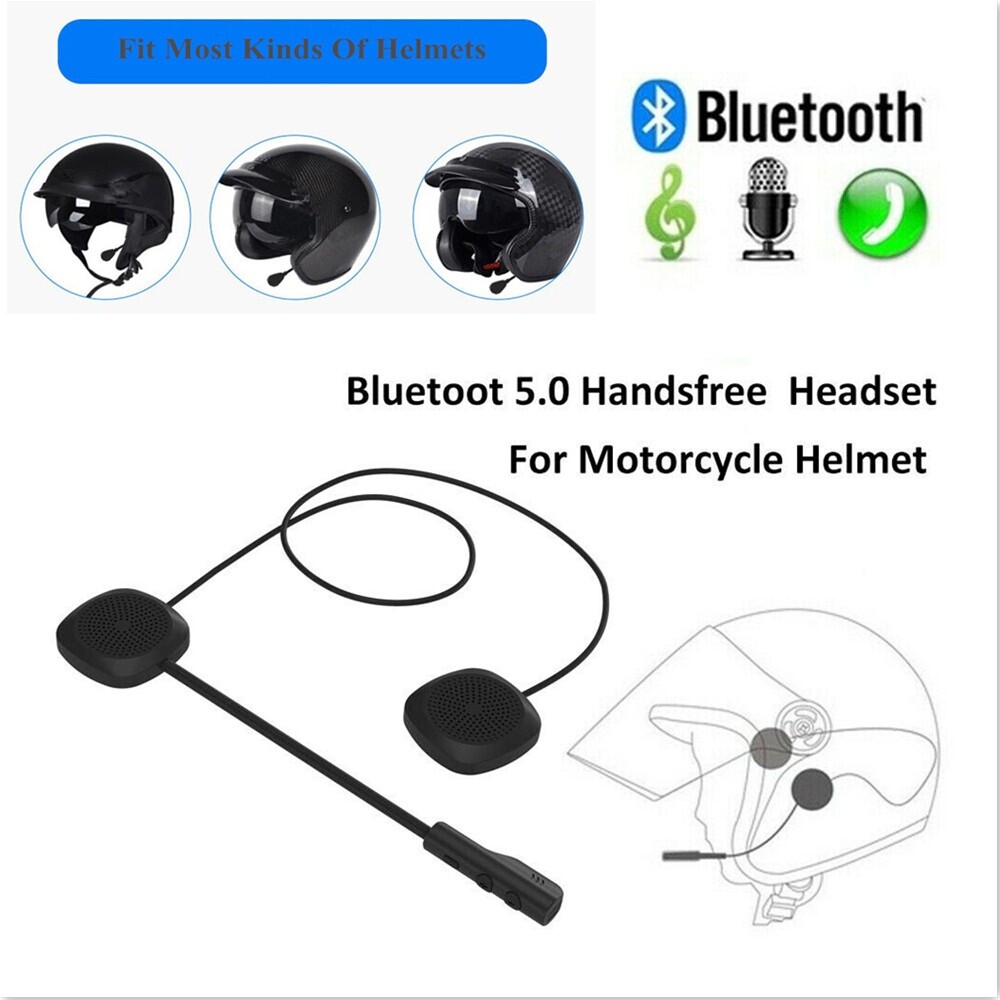 Bluetooth 5.0 Helmet Headset Speaker Mic For Motorcycle Electric Bike Music Call