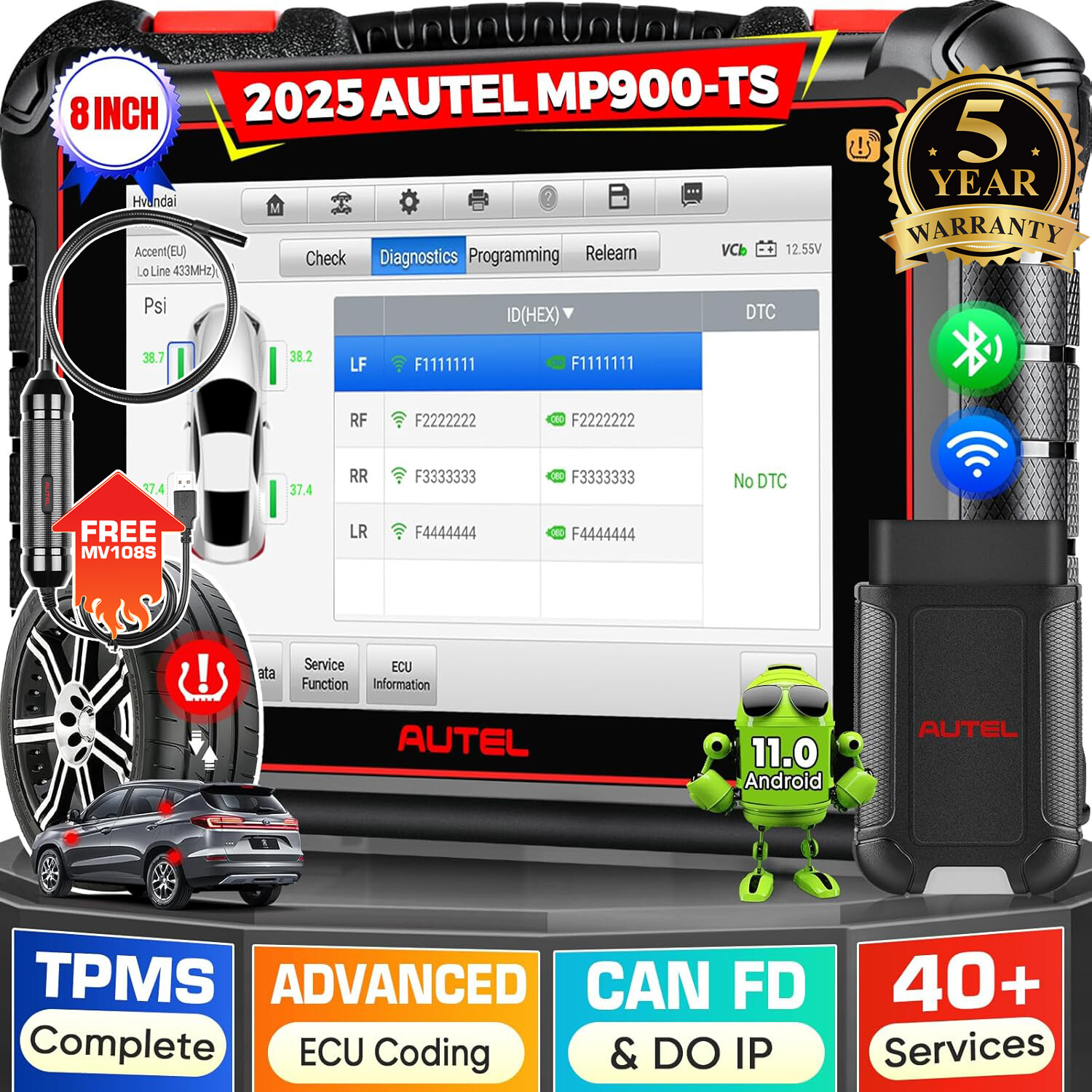 Autel MaxiPRO MP900TS Full TPMS Reset Scanner, 8INCH MP900-TS Upgrade of MP900BT