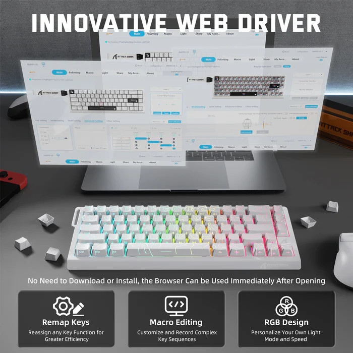 ATTACK SHARK X68PRO HE Wireless Rapid Trigger Mechanical Magnetic Keyboard
