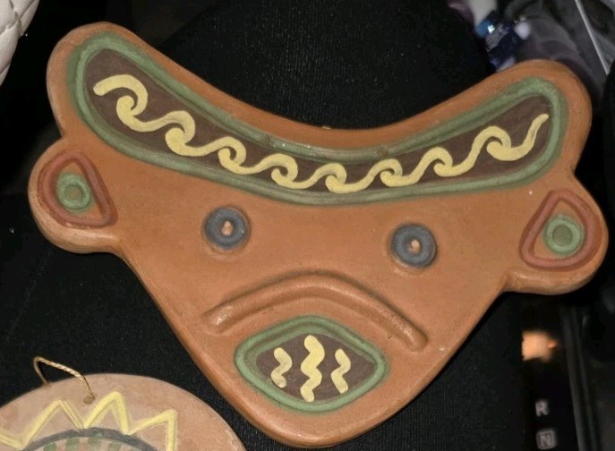 Vintage Peruvian Ceramic Mask Wall Hanging | Seminario Urubamba Cusco Peru