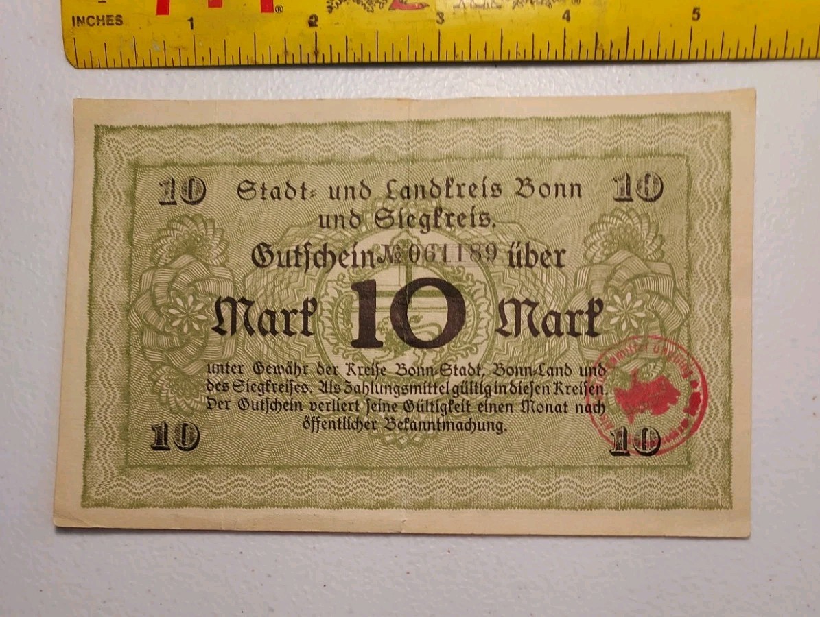 1920 Germany/ City of Bonn 10 Mark Note *Pre-Inflationary*