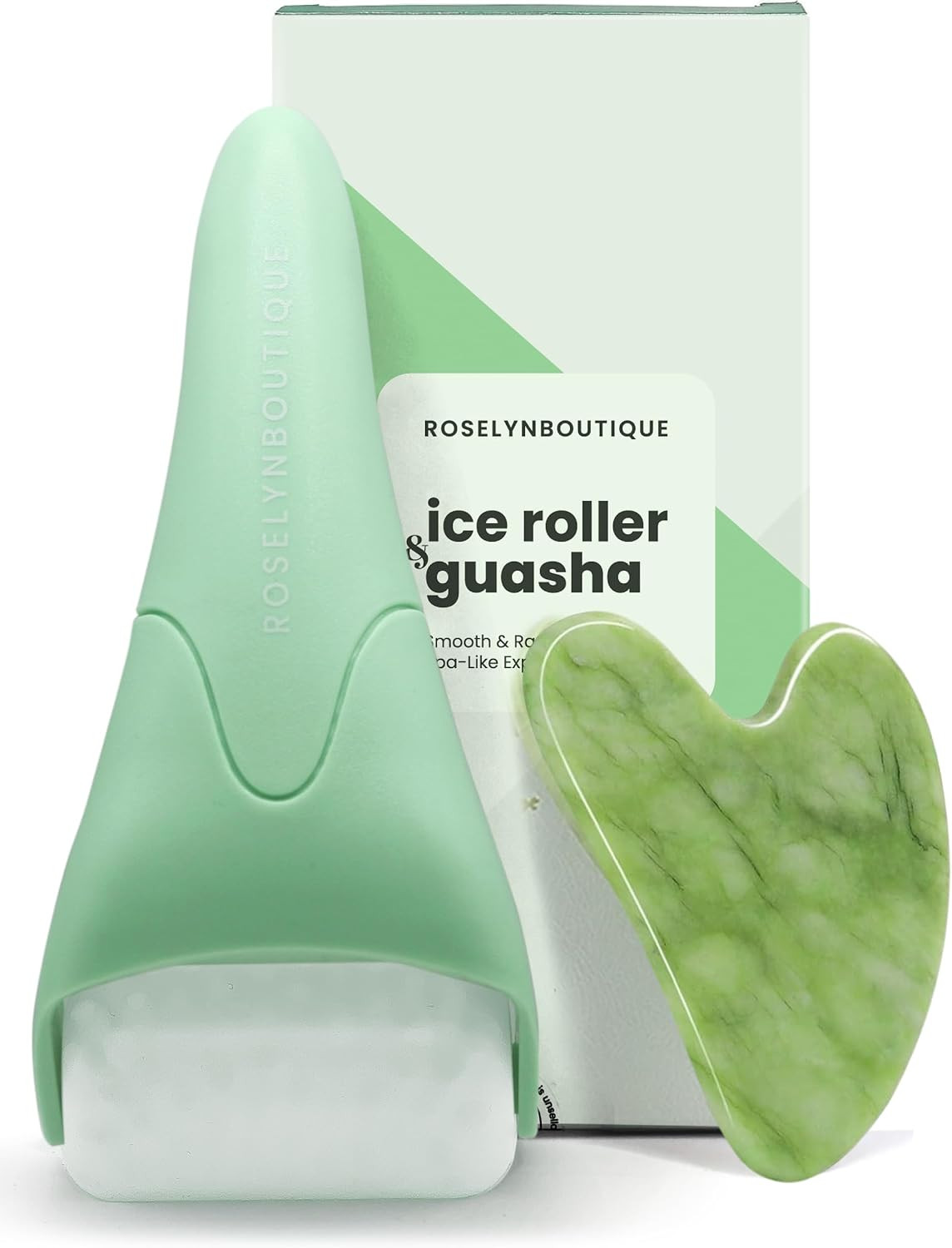 ROSELYNBOUTIQUE Gua Sha Facial Tools & Ice Roller for Face (Green) | Wrinkles Fi