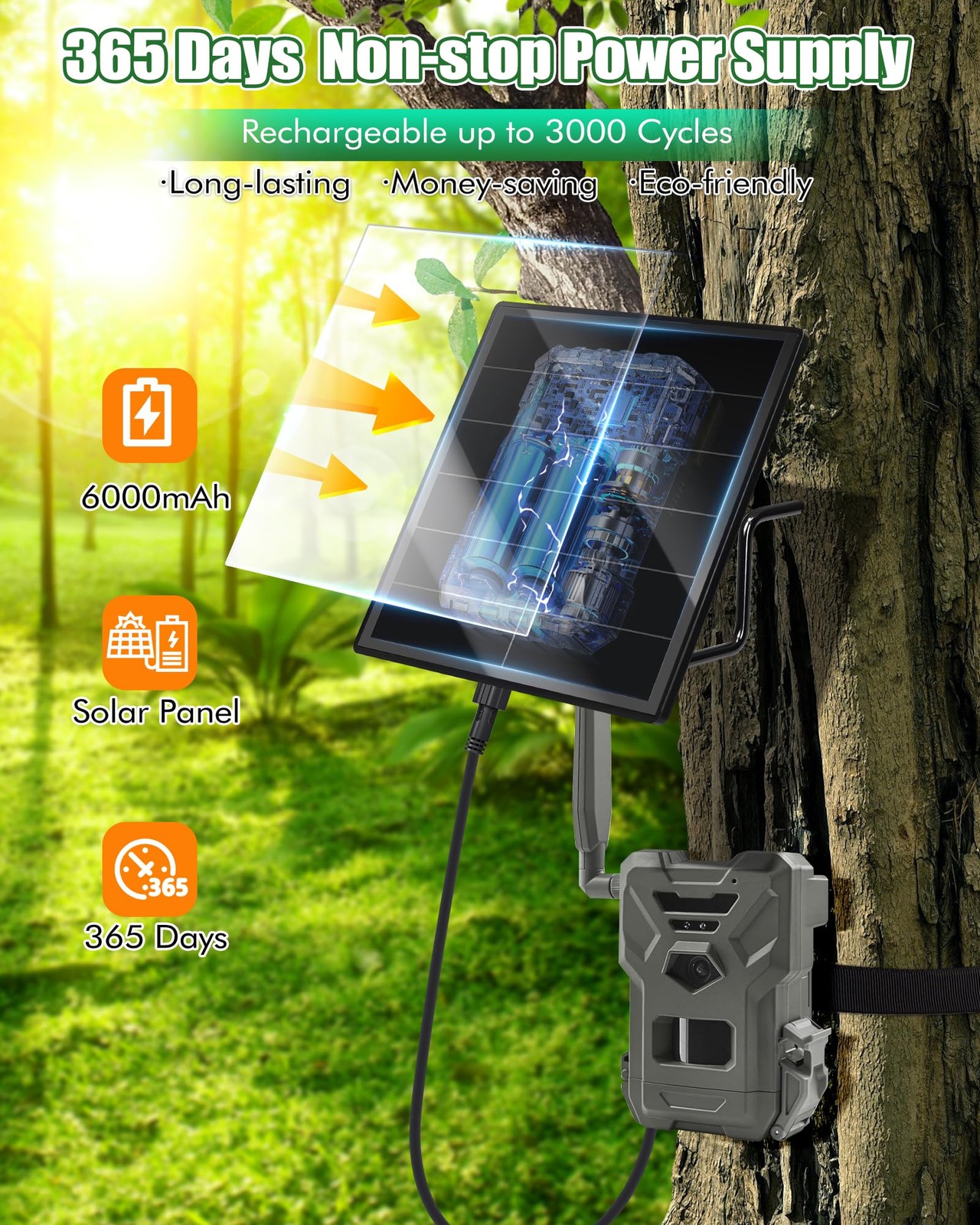 KEPEAK Solar Panel for Trail Camera - 6000mAh 1 Pc trail camera solar panel